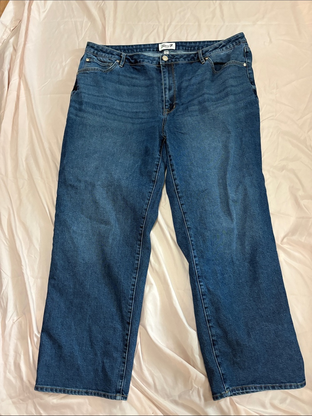 Seven7 Women's Straight Leg Jeans in Dark Blue Denim